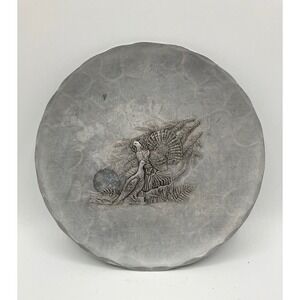 Hand Made Hammered Pewter Plate Turkey Decor by Wendell August Forge‎ 7" Vintage